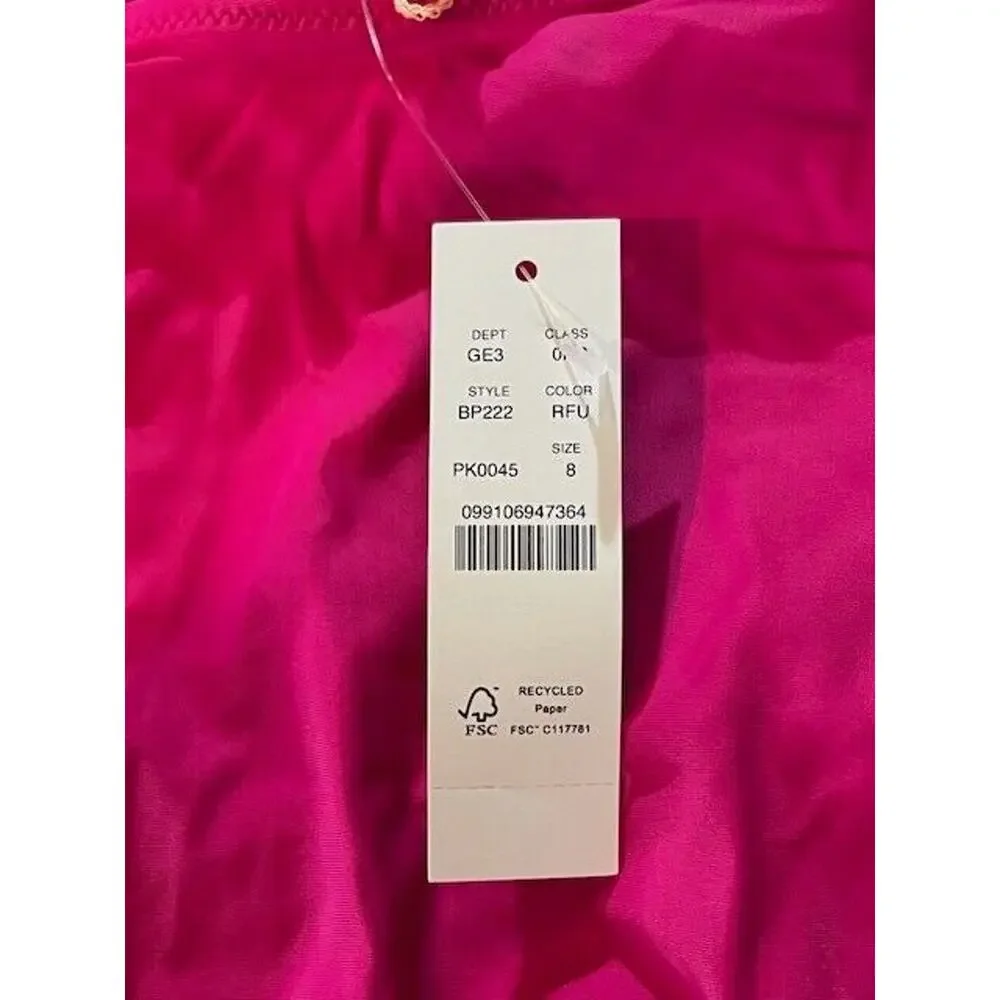 J.Crew Womens‎ Ruched Ruffle One Piece Swimsuit Beach Fuchsia Pink Size 8 NWT